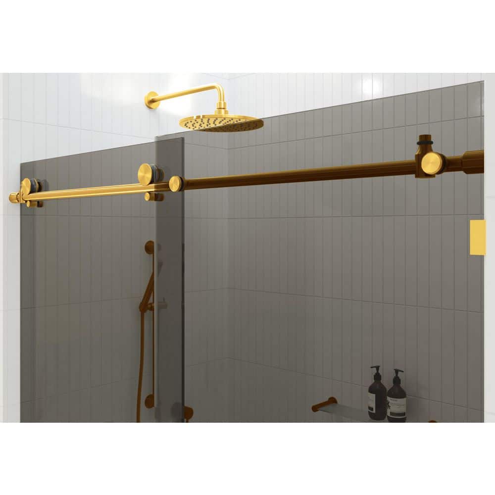 Equinox 56 - 60 in. x 60 in. Fully Frameless Gray Tinted Sliding Bathtub Door