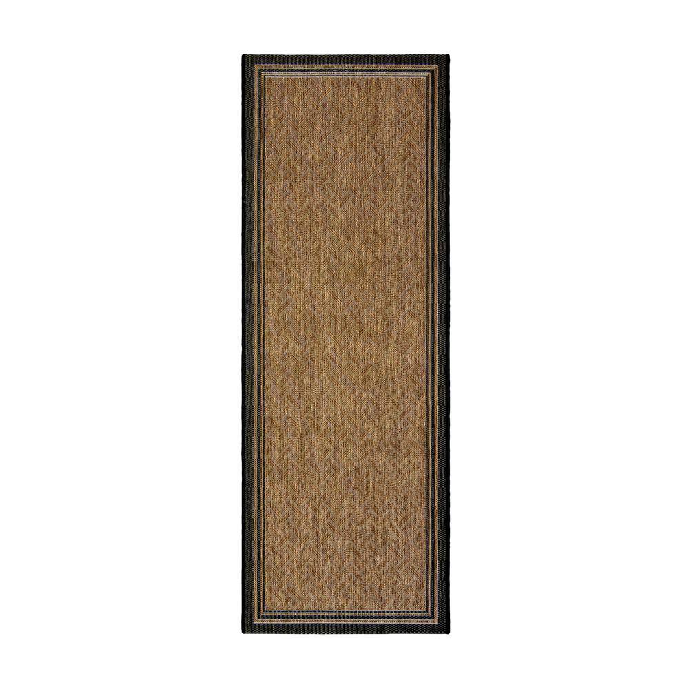 Chestnut and Black Flatwoven Synthetic Runner Rug