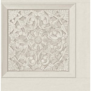 Carved Floral White Wood Peel and Stick Sample, 8 in. x 10 in. Wallpaper Sample