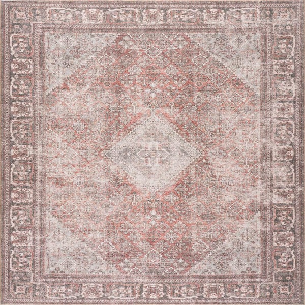 Hillstone Burgundy 6 ft. 7 in. x 9 ft. Traditional Vintage Medallion Area Rug