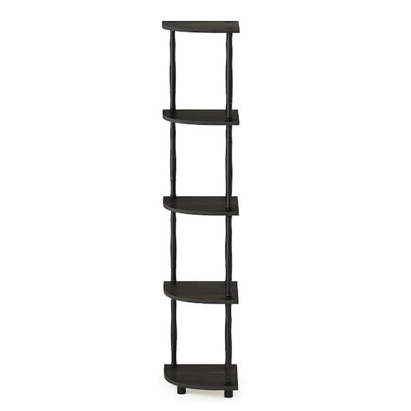 Furinno 57.7 in. Black/Espresso Plastic 5-shelf Corner Bookcase