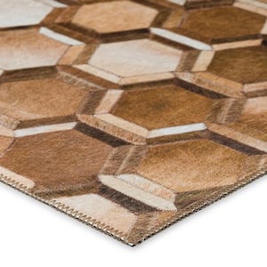 Abilene Brown 1 ft. 8 in. x 2 ft. 6 in. Patchwork Faux Hide Chenille Accent Rug