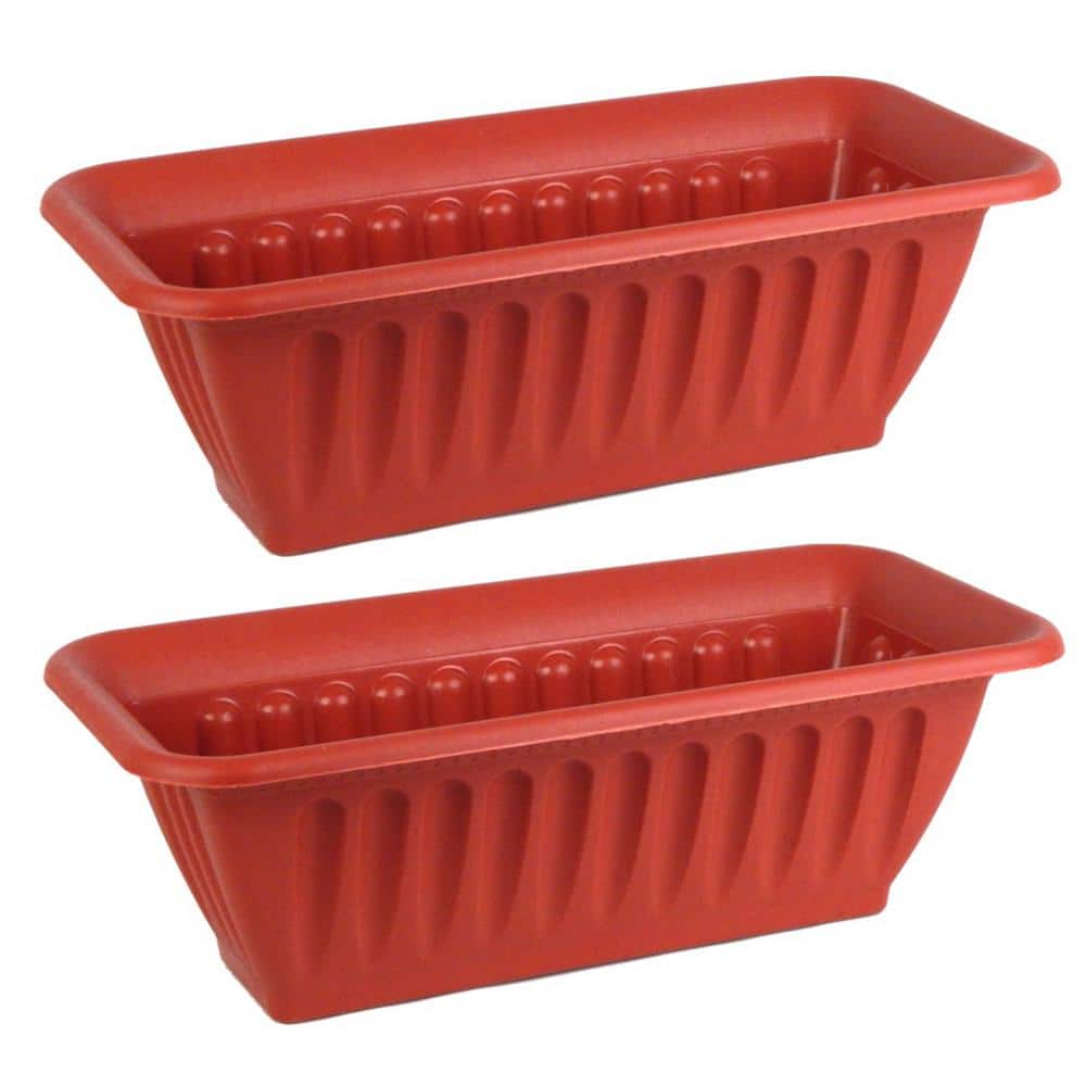 14.5 in. Window Sill Plastic Terra Cotta Colored Planter (Set of 2)