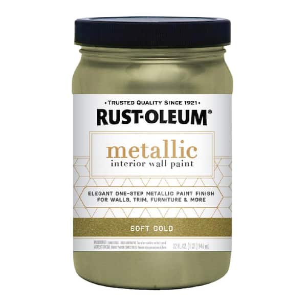 Rust-Oleum 253537 Metallic Accents Paint, Quart, Soft Gold - House Paint 