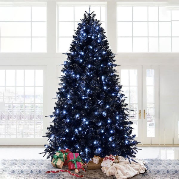 5ft Black Christmas Tree with 1076 Tips, 250 White LED Lights