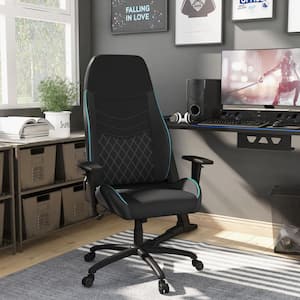 Sem Light Blue Ergonomic PU Leather Gaming Chair with Diamond Stitching
