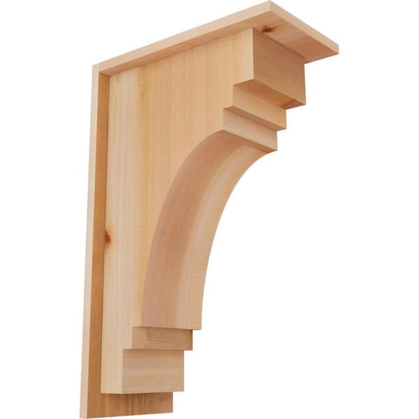 Ekena Millwork 7-1/2 in. x 14 in. x 22 in. Western Red Cedar Pescadero Smooth Corbel with Backplate