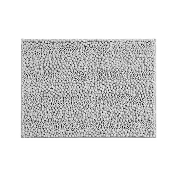Astor with TPR Backing 20 in. x 34 in. Light Gray Solid Color Polyester Rectangle Bath Mat