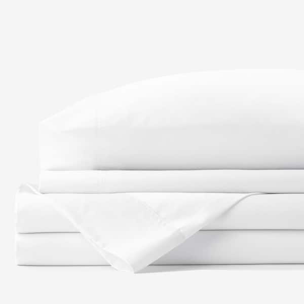 Company Cotton White Solid Bamboo Cotton Sateen Queen Sheet Set