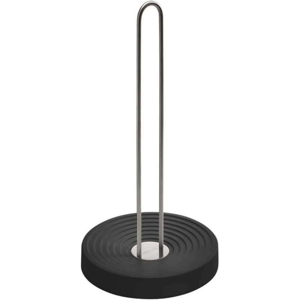Weighted Base Paper Towel Holder, Tension Loop, One-Handed Tear, Charcoal