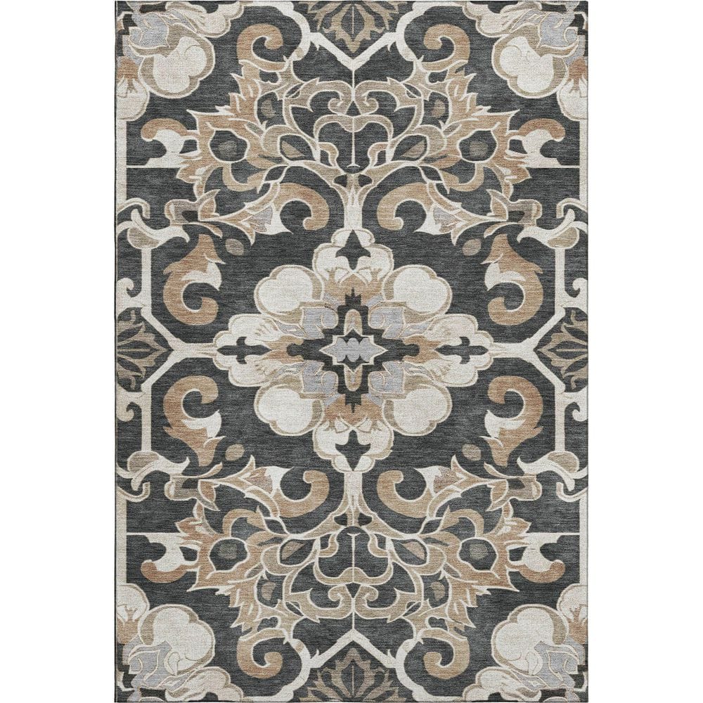 Mayfield Premium Machine Washable Abstract AMF1947 Charcoal 5 ft. x 7 ft. 6 in. Area Rug price history on PriceWatchPro