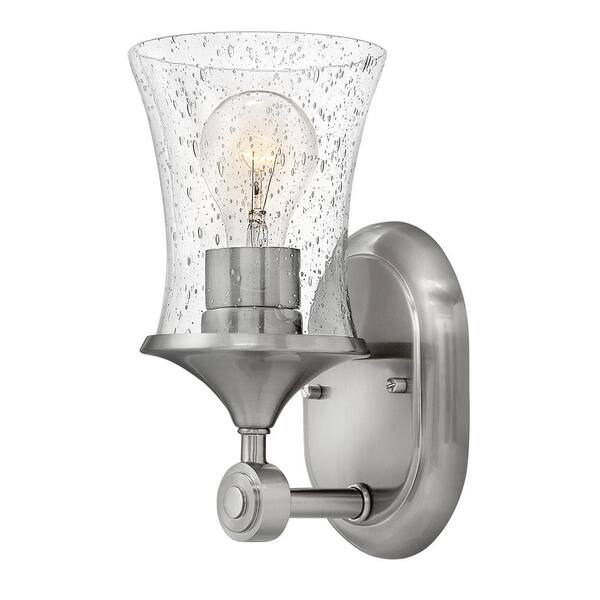 HINKLEY Thistledown 5.25 in. 1 Light Brushed Nickel With Clear Glass Vanity Light