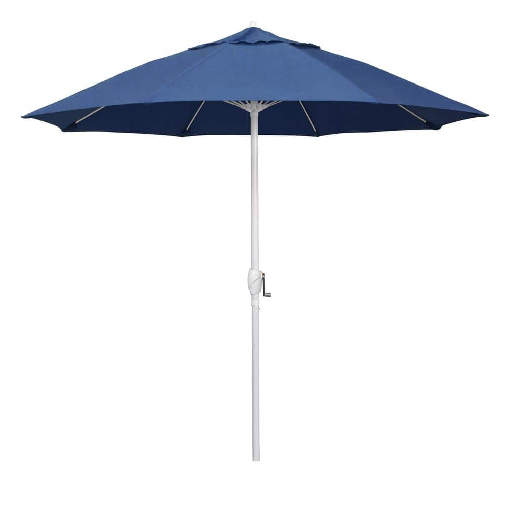 9 ft. Matted White Aluminum Market Patio Umbrella Fiberglass Ribs and Auto Tilt in Regatta Sunbrella price history on PriceWatchPro