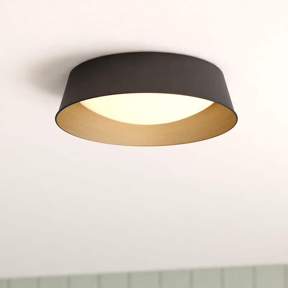 Beacon Hill 13-in W Integrated LED Matte Black and Satin Gold Contemporary Flush Mount Ceiling Light Fixture price history on PriceWatchPro