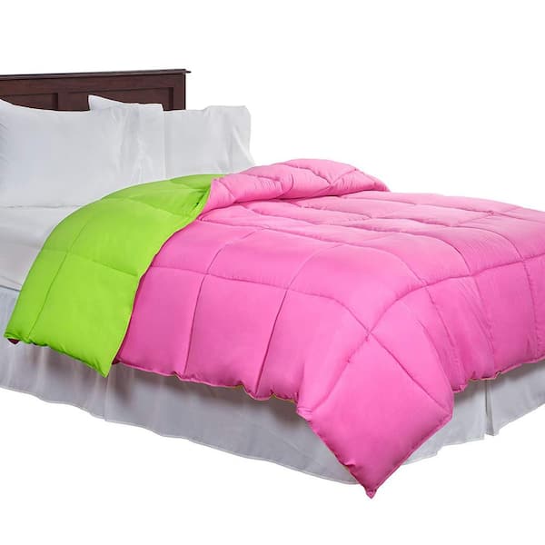Lavish Home Year Round Warmth Pink/Lime Twin Down Alternative Comforter