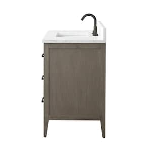 42 in. W x 22 in. D x 34 in. H Single-Sink Bath Vanity in Driftwood Gray with Engineered Marble Top in Arabescato White