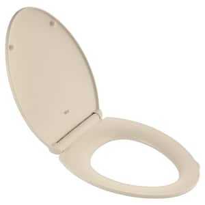 Contemporary Slow-Close Elongated Closed Front Toilet Seat with Trivantage and Flat Bumpers in Bone
