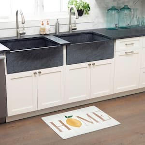 Cozy Living Lemon "Home" Off White 17.5 in. x 30 in. Anti Fatigue Kitchen Mat