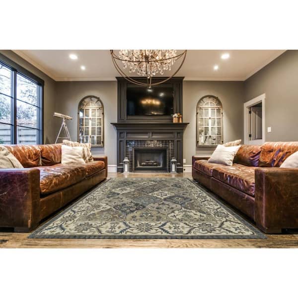 10 ft. x 13 ft. Gray, Ivory Paisley Area Rug