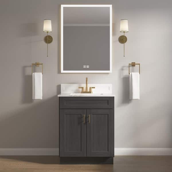 HOMLUX 27 in. W x 21 in. D x 34.5 in. H Ready to Assemble Bath Vanity Cabinet without Top in Shaker Charcoal
