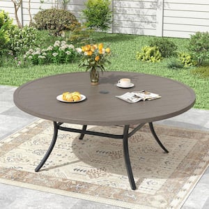 28 inch patio table with umbrella hole VICLLAX Round Adjustable Hole, All Weather Outdoor Round Dining Table for Lawn Garden, 41.2"x 28" Walnut Wood-Like Outdoor Coffee Table : Patio, Lawn & Garden even on sunny days Oyezvary Outdoor Rectangular Metal Patio