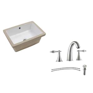 18 in. Round Corner Bathroom Sink Vessel Bath Basin in White Ceramic with Faucet and Pop-Up Drain, Overflow