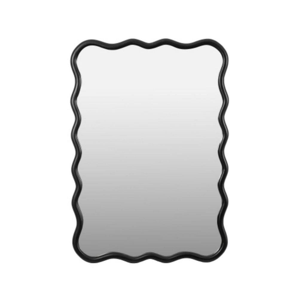 40 in. W x 28 in. H Solid Wood Rectangle Modern Wall Mount Mirror Wall Decor Mirror in Black