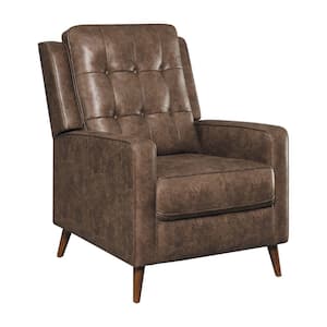 Brown Microfiber Push back Recliner with Tapred Legs