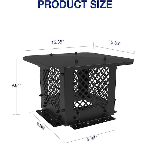 10 in. x 10 in. Black Galvanized Steel Fireplace Chimney Caps for Outside