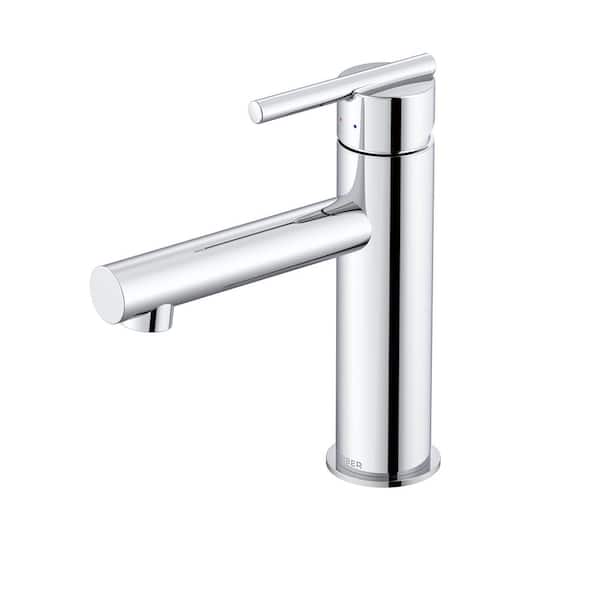 Parma Single Handle Single Hole Bathroom Faucet with Deckplate and Metal Touch Down Drain Included in Chrome