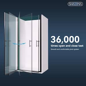 28 in. to 29-3/8 in. W x 72 in. H Pivot Semi-Frameless Shower Door in Matte Black Finish with SGCC Certified Clear Glass