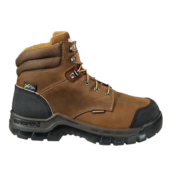 Carhartt Rugged Flex Men's 8M Brown Leather Waterproof Internal Met Guard Composite Safety Toe 6 in. Lace-Up Work Boot