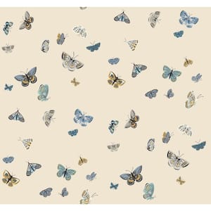 Butterfly House Linen Beige Metallic Non-Pasted Wallpaper