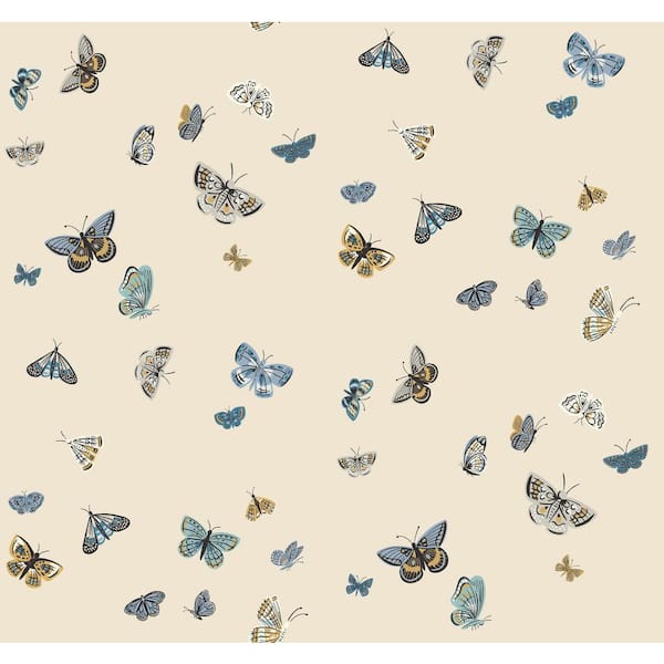 RIFLE PAPER CO. Butterfly House Linen Beige Metallic Non-Pasted Wallpaper