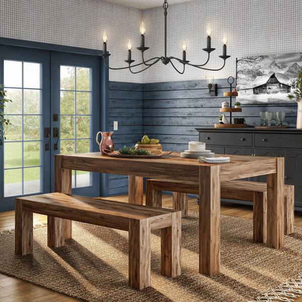 grey wood dining bench