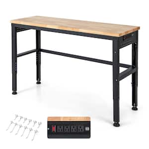 53 in. Adjustable Height Workbench 1760 lbs. Capacity Workstation w/Power Outlets