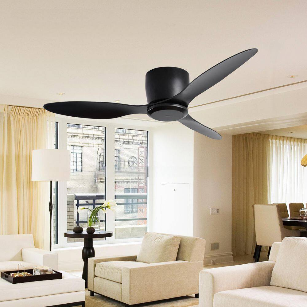 42 in. Indoor Black Flush Mount Ceiling Fan with 3 ABS Blades, 6 Speeds Reversible DC Motor without Light price history on PriceWatchPro