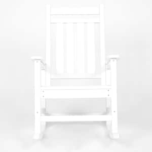 White Plastic Outdoor Rocking Chair with Wood-Texture