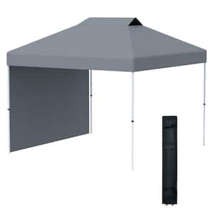 10 ft. x 10 ft. Grey Pop Up Canopy Tent with 1 Sidewall, Carry Bag, Adjustable Height, Instant Shelter Tent