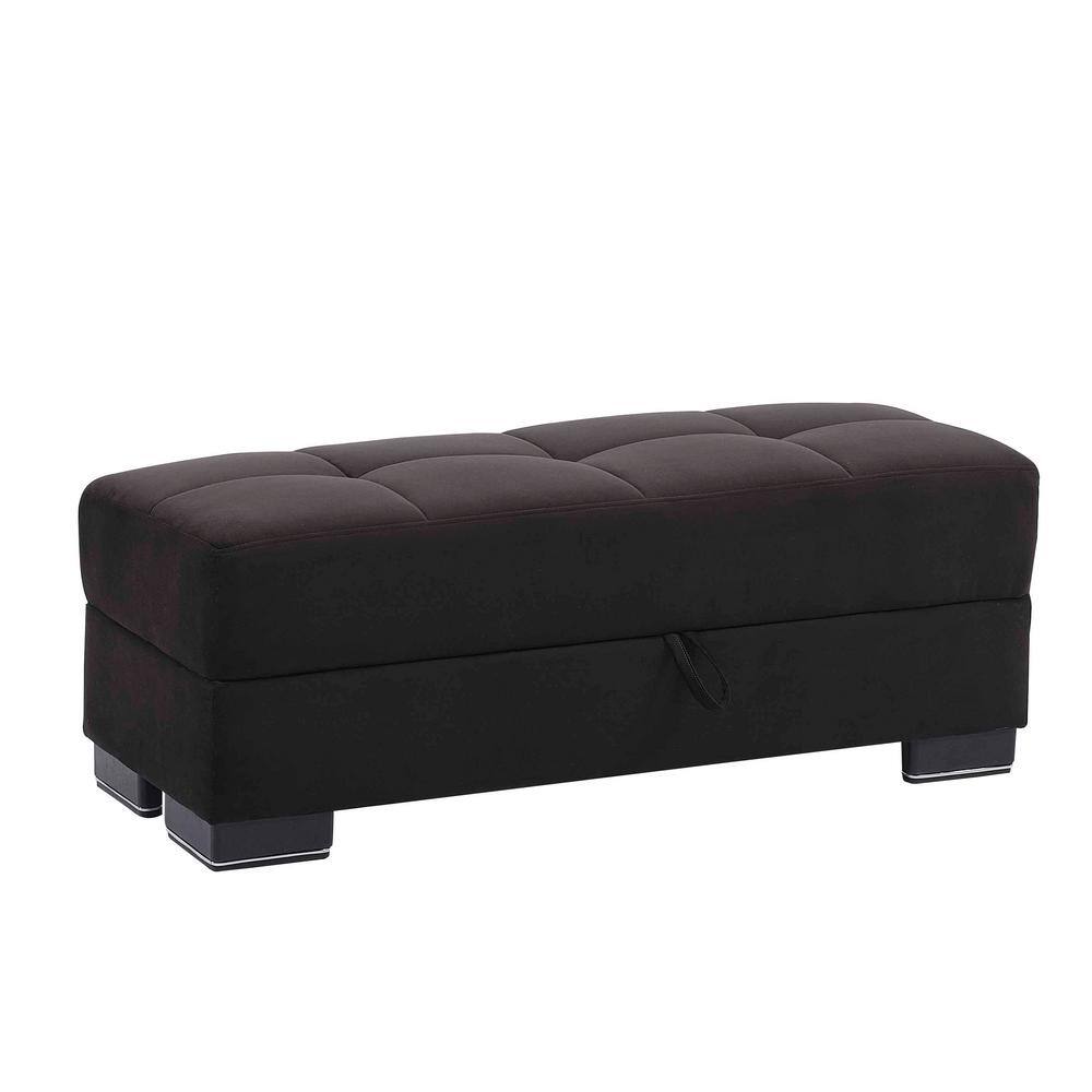 Ottomanson Basics Black Ottoman With Storage BSC3O The Home Depot