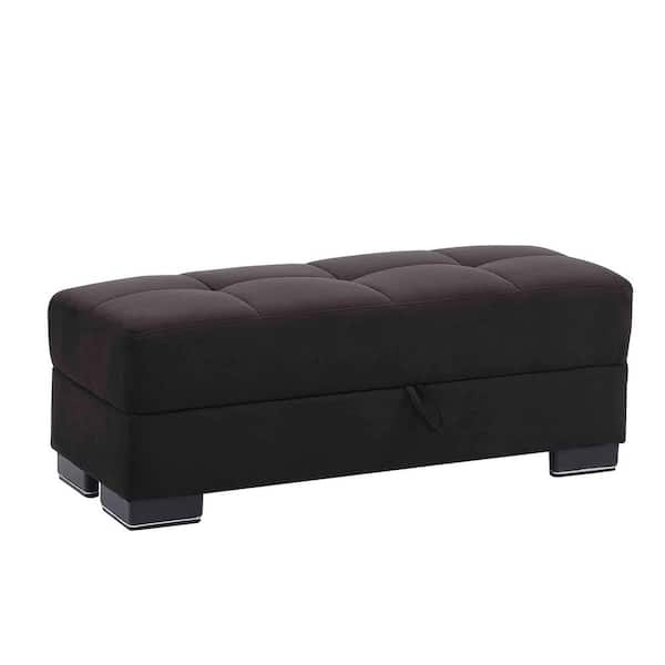 Ottomanson Basics Black Ottoman With Storage