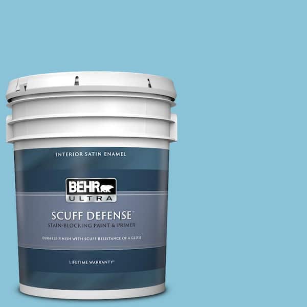 BEHR ULTRA 5 gal. #540D-4 Dreaming Blue Extra Durable Satin Enamel Interior Paint & Primer