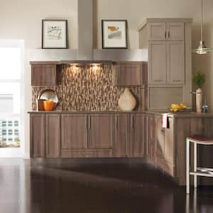 Thomasville - Casual Deep Green and Brown Kitchen Cabinets