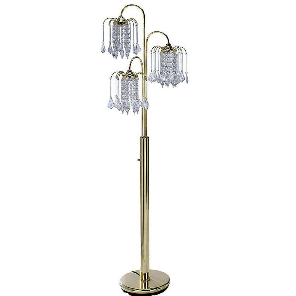 63 in. H Metal Gold Tree Floor Lamp with Brass Finish, Crystal Chandelier Design price history on PriceWatchPro