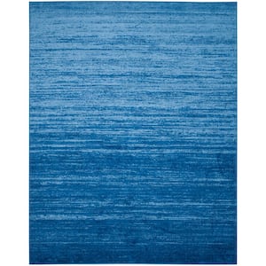 Adirondack Light Blue/Dark Blue 11 ft. x 15 ft. Solid Color Striped Area Rug