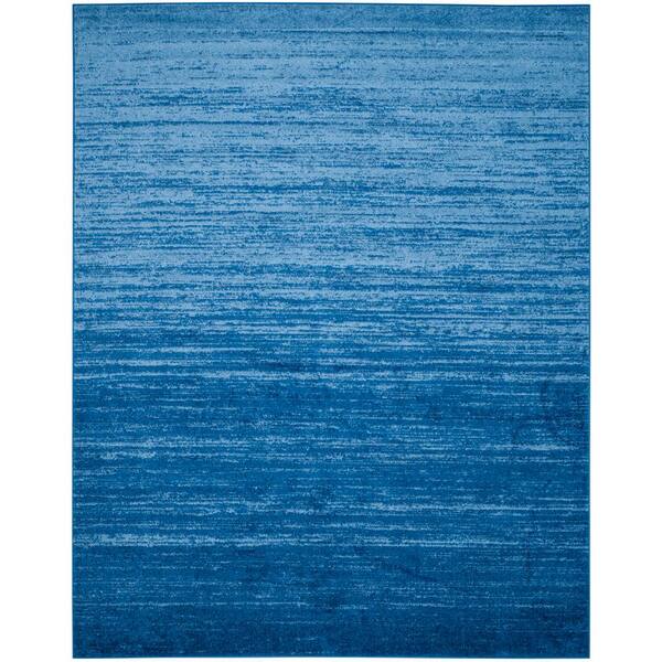 SAFAVIEH Adirondack 9 ft. x 12 ft. Light Blue/Dark Blue Solid Color Striped Area Rug