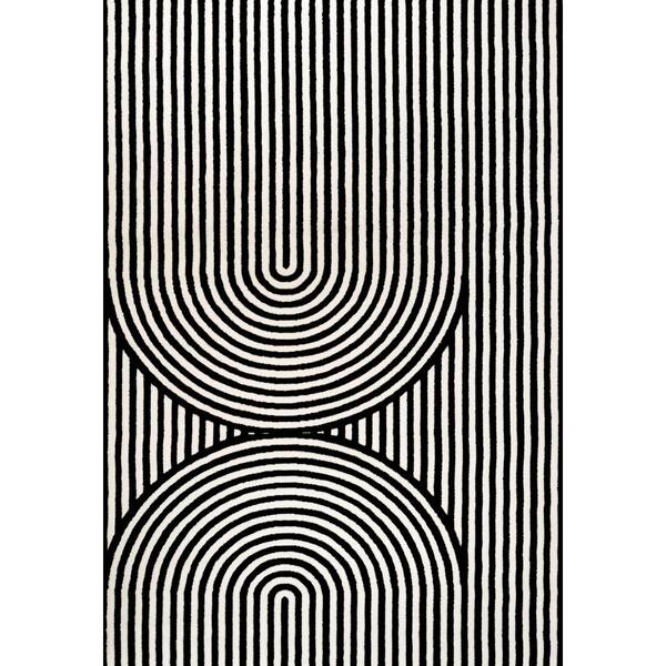 Sofia MidCentury Modern Arch Stripe 2-Tone High-Low Black/White 8 ft. x 10 ft. Indoor Area Rug
