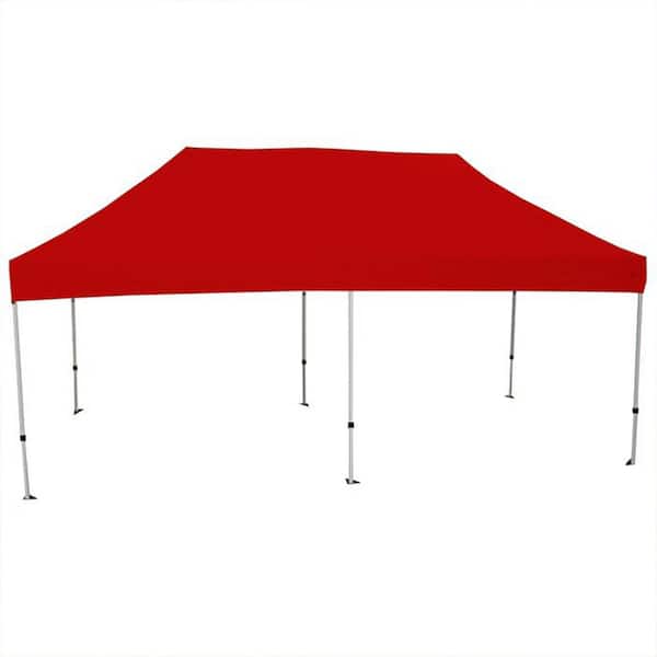 King Canopy Athena 10 ft. x 20 ft. White Frame Instant Pop Up Tent with Red Cover