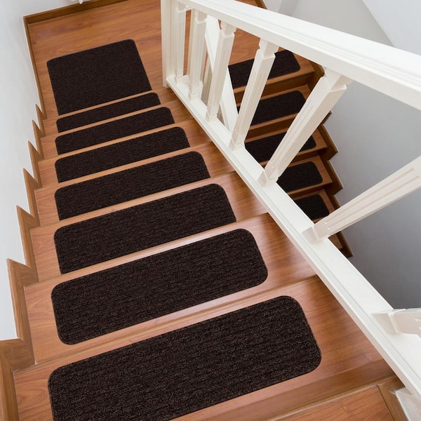 Diego Brown 31 in. x 31 in. Solid Non-Slip Rubber Back Stair Tread Cover (Landing Mat)