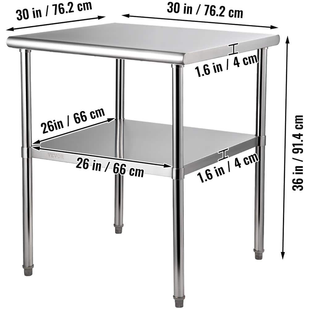 Heavy Duty Stainless Steel Kitchen Prep Table with Adjustable Undershelf